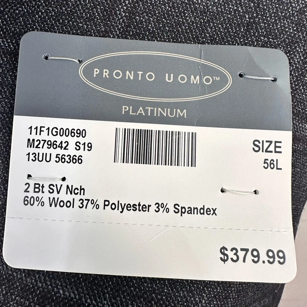 Pronto Uomo Platinum Modern‎ Jacket Sz 56 Long